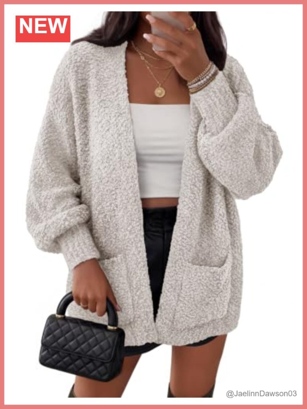 Oversized Fuzzy Popcorn Sherpa Chenille Cardigan Sweater with Pockets